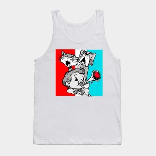 Dogs singing and boy playing the bugle Tank Top